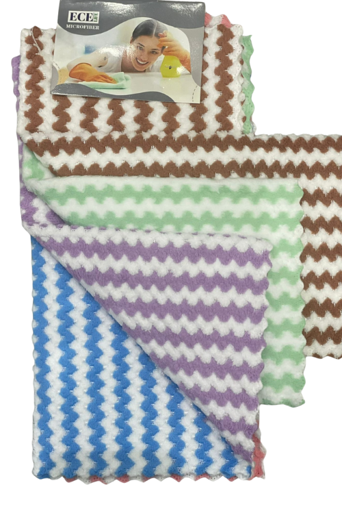 4 Adet Zigzag Çizgili <br>Mikrofiber Bez